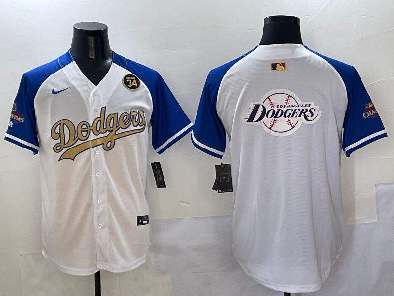Men Los Angeles Dodgers Blank White Blue Gold Game Nike 2025 MLB Jersey style 42936